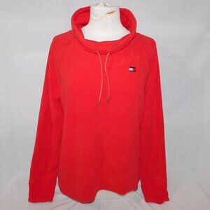 Tommy Hilfiger Sport Womens L Red Cowl neck Pullover Fleece Sweater